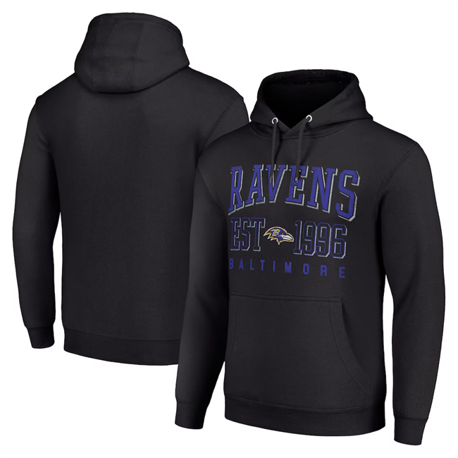 Men's Black Baltimore Ravens Throwback Logo Pullover Hoodie